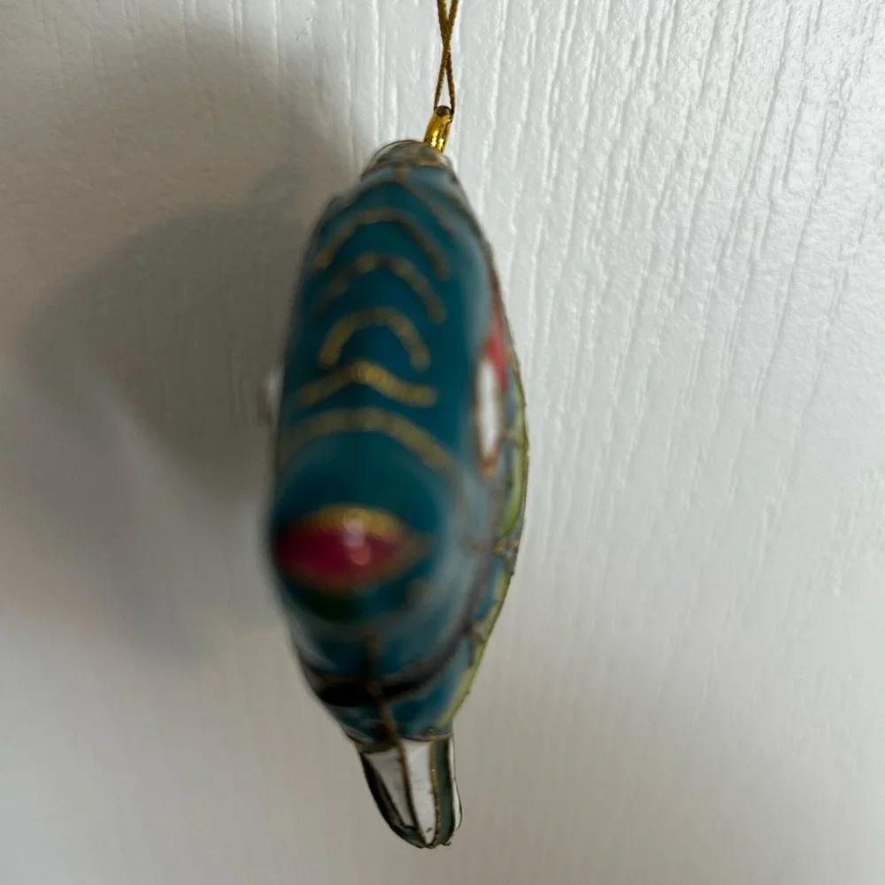 Vibrant Blue and Green with White and Black Fins Fish Hanging Decor / Ornament